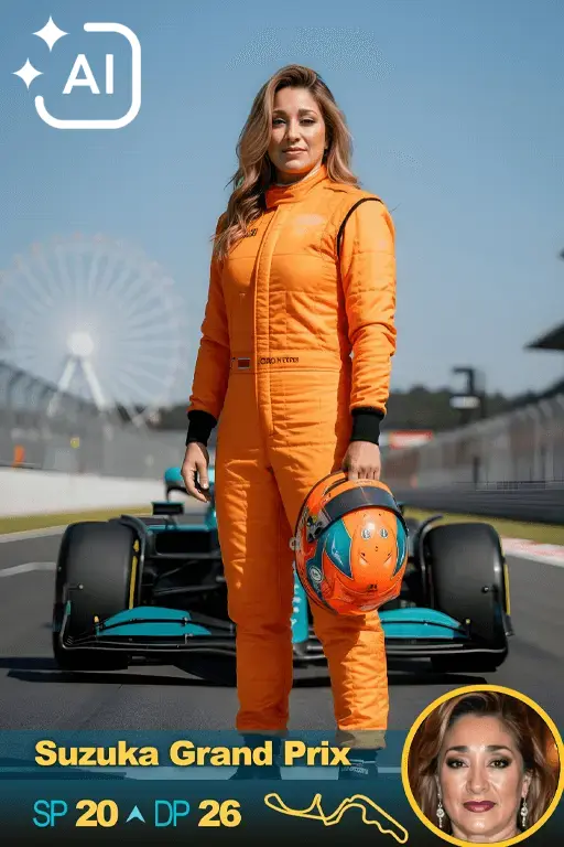 Woman transformed into Grand Prix driver with AI photo booth