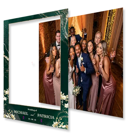 custom glam photo booth wedding print template with black and white portrait from a Phoenix Scottsdale event