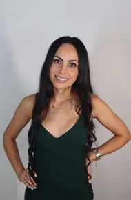 Woman posing for an original photo before an AI Photo Booth transformation