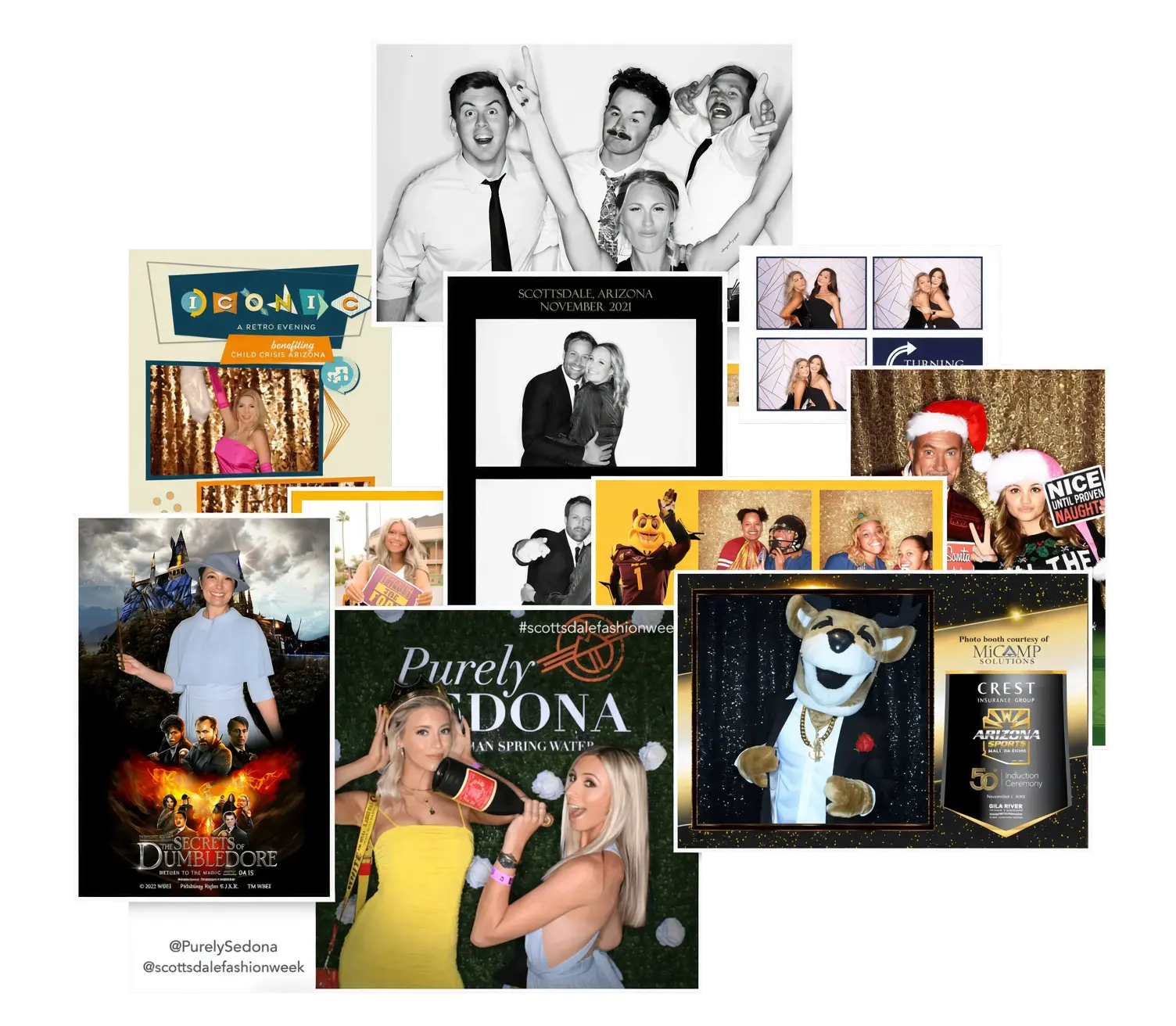 Custom Open-Air Photo Booth photos and print designs created for Arizona events