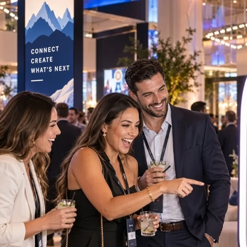 Conference attendees enjoying an interactive experience at a Phoenix corporate event